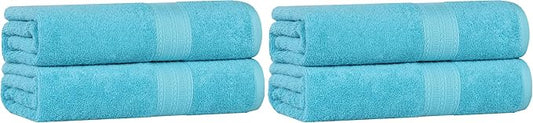 Superior Eco-Friendly Cotton 2-Piece Bath Sheet Set, Oversized Towels for Adults and Kids, Body Towels for Shower, Bath, Quick Dry, Resort, Bathroom Basics, Home, Apartment Essentials, Turquoise