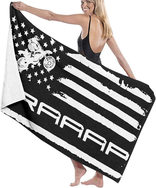 Braaap Motocross Dirt Bike American Flag Beach Towel Quick Dry Shower Swim Adults Bath Towels Hotel, Gym and Spa Multipurpose Towels 32x52 Inch