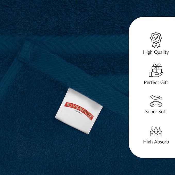 RIVERSIDE Pack of 2 Extra Large Bath Sheets 35 x 70 Inches - 100% Ring Spun Cotton Hotel Quality Oversized Bath Towels - Super Soft, Highly Absorbent & Quicker to Dry - Blue Opal