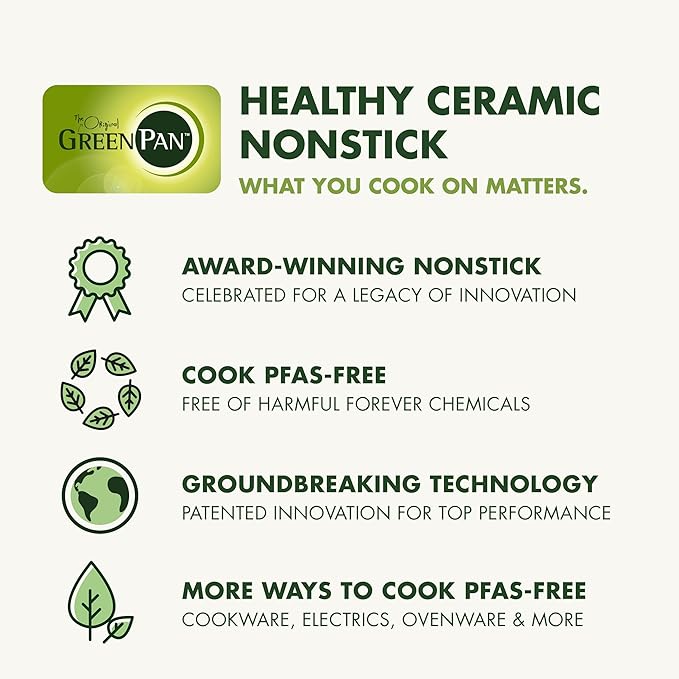 GreenPan Valencia Pro 9.5" Nonstick Crepe Pan, PFAS-Free Ceramic Flat Pancake Skillet, Induction Ready Cookware, Hard Anodized, Dishwasher & Oven Safe, Gray