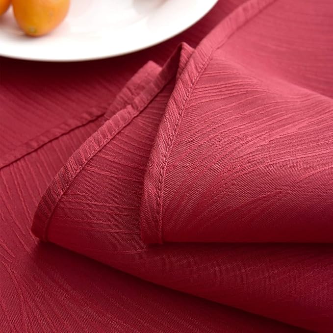 maxmill Jacquard Round Table Cloth Swirl Pattern Waterproof Antiwrinkle Heavy Weight Soft Tablecloths for Circular Table Cover and Kitchen Dinning Tabletop Decoration Round 70 Inch Red