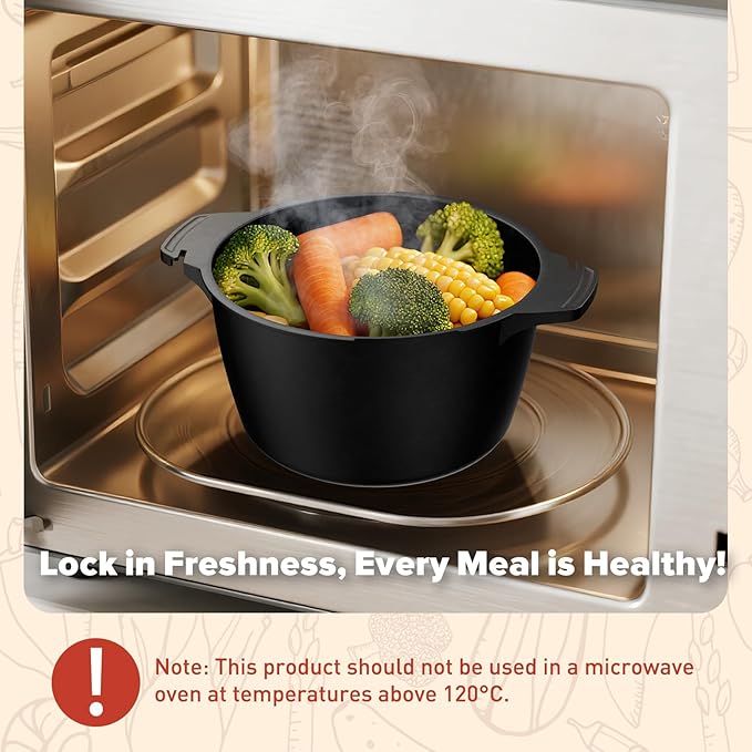 Small Microwave Cookware Steamer 1 Quart - AJXX Micro Cookware Vegetable Steamer for Cooking, Microwave Cooker with Food Container, Removable Filter and Lockab - BPA Free, Dishwasher Safe