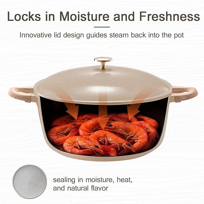 21Pcs Pots and Pans Set with Aluminum Lid, Nonstick Ti-Ceramic Cookware Sets, Induction Cookware Non Stick Cooking Set w/Frying Pans & Saucepans(PFOS, PFOA Free)-Taupe