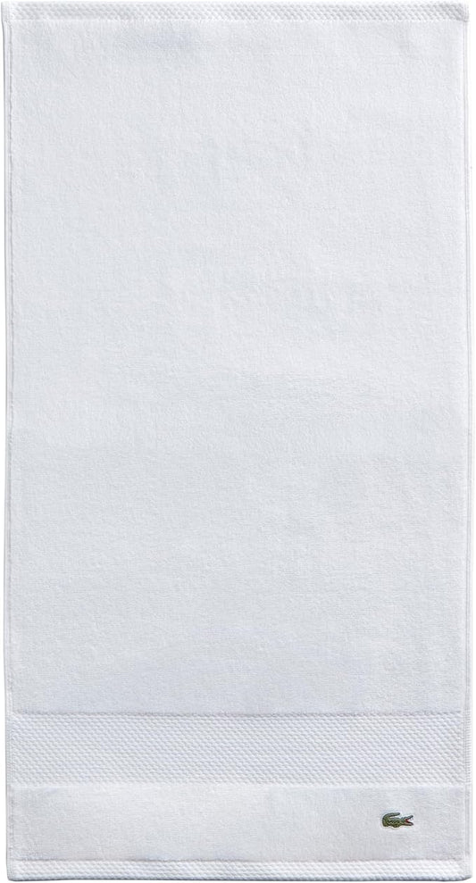 Lacoste Heritage 100% Supima Cotton Hand Towel, White, 16" x 30" – Highly Absorbent & Quick Drying, Premium Super Soft Bath Towel, Bathroom Essential, Gift for All Occasions, Machine Washable