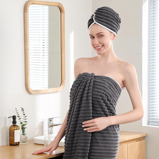 40x80 Inches Bath Sheets Towels for Adults Luxury Microfiber Extra Large Bath Towels for Bathroom Super Soft Absorbent Quick Dry with Hanging Loop (Charcoal Grey, 2PCS)