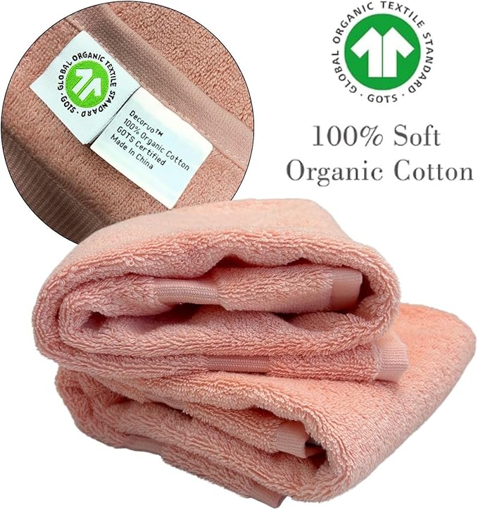 Pink Initial Hand Towel for Bathroom - Monogrammed Luxury Hotel Quality Decorative Embroidered Towel for Powder Room, Spa - GOTS Organic Certified - Set of 2 Letter W