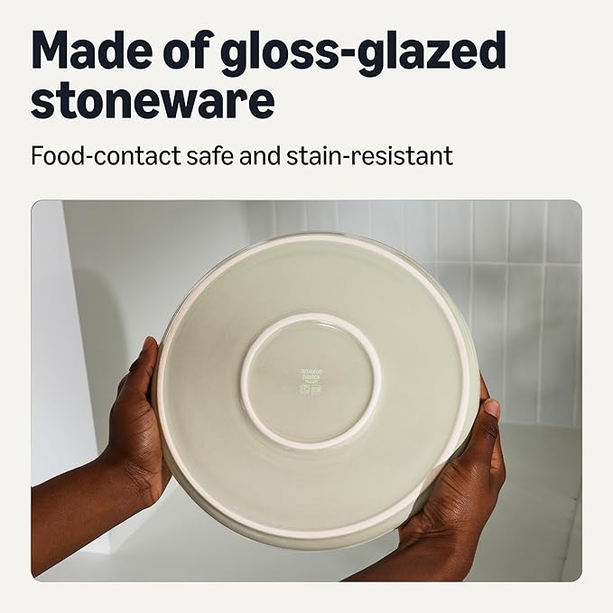 Amazon Basics Glazed Stoneware Appetizer Plates, Ceramic 4-Piece Set, Microwave and Dishwasher-Safe, 6.7 in., Ivory