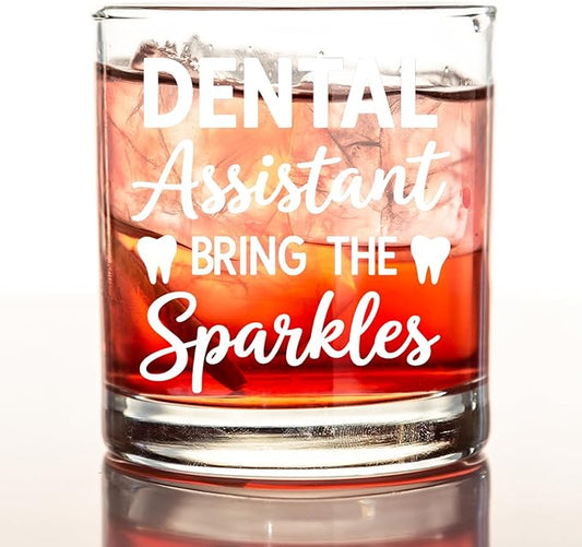 kunlisa Dental Assistant Gifts Whiskey Glasses, Dental Gifts for Women Men, Dentist Gift 10 oz Drinking Rocks Glasses for Women Men Whisky Cocktail Scotch Bourbon Liquor