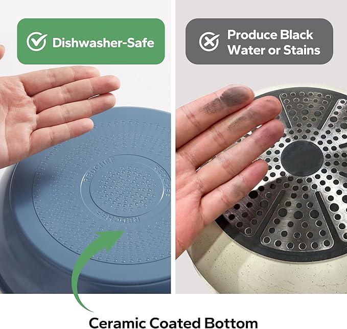 Redchef Ceramic Cookware Set, Removable Handle Pots and Pans Non-Stick, Rv Cookware Set, Non-Toxic Pots and Pans Set No PFAS, PTFE, PFOA, Detachable Pots and Pans, Dishwasher & Oven Safe(Blue)