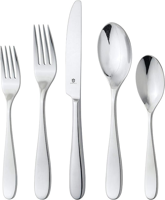 Silverware Set for 4 – 18/10 Stainless Steel Flatware, Mirror Finish, Dishwasher Safe, Heavy-Duty, Rust Resistant, Elegant Cutlery (20-Piece Set, Fidenza)