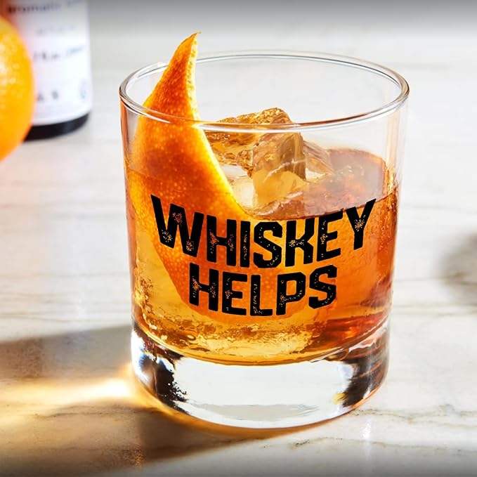 Funny Whiskey Glasses 10 oz, Whiskey Lovers Gifts for Men, Whisky Gifts Old Fashioned Rocks Glasses Cup for Women Men Drinking Scotch Bourbon Liquor