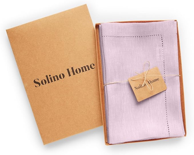 Solino Home Linen Cloth Napkins Set of 4 - Hemstitch 100% Pure Linen Bubblegum Pink Dinner Napkins 20 x 20 Inch for Valentines - Milan, Handcrafted and Machine Washable