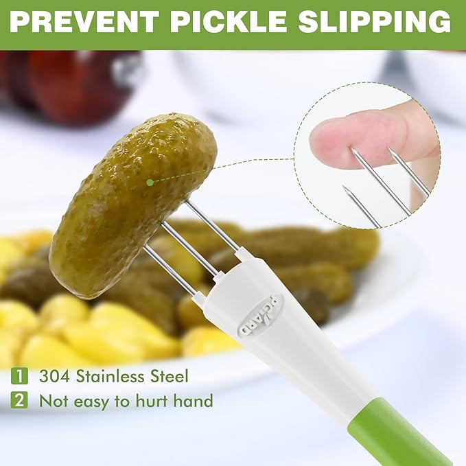 2 Pack Pickle Fork Pickle Grabber Tool-Pickle Picker for the jar Green, 6.7x2.9x1.2 inch, ZL113