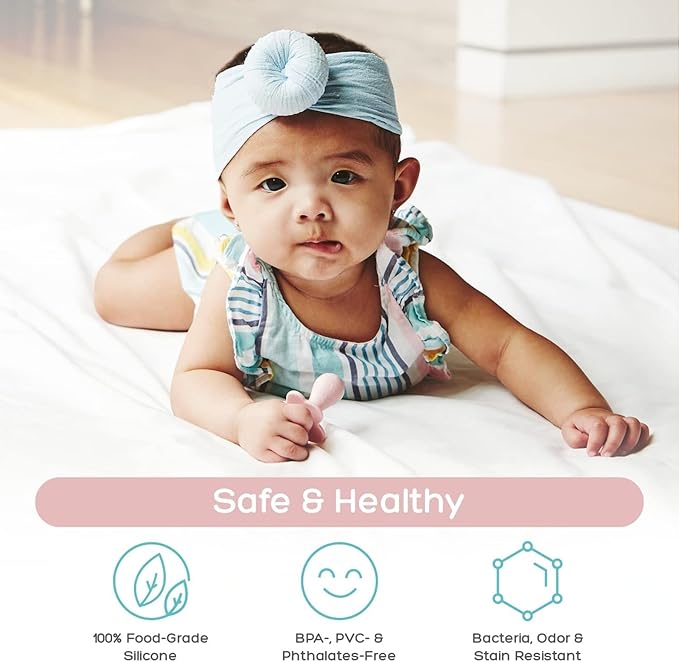 Grabease Spoon - Silicone Spoons 2-Pack Blush - Soft Utensils - Dishwasher-Safe, Easy-Grip