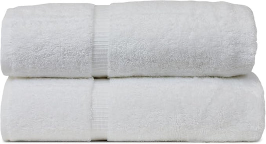 Luxury Hotel & Spa Collection Highly Absorbent, Quick Dry 100% Turkish Cotton 700 GSM, Eco Friendly Towel, for Bathroom Dobby Border Soft Bath Towel Set 27 X 54 (White, Bath Towels - Set of 2)