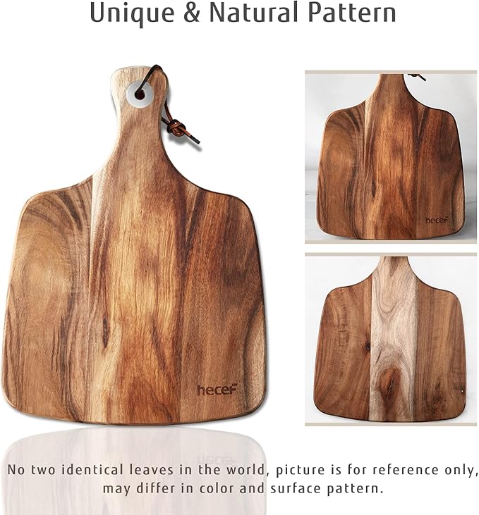 hecef Cheese Board set of 3,a Acacia Wood Cheese Plate, a Knife, a Fork, Charcuterie Board Platter Slate Serving Set for Appetizer Birthdays, Weddings, Housewarming (Cheese board with 2 knives)