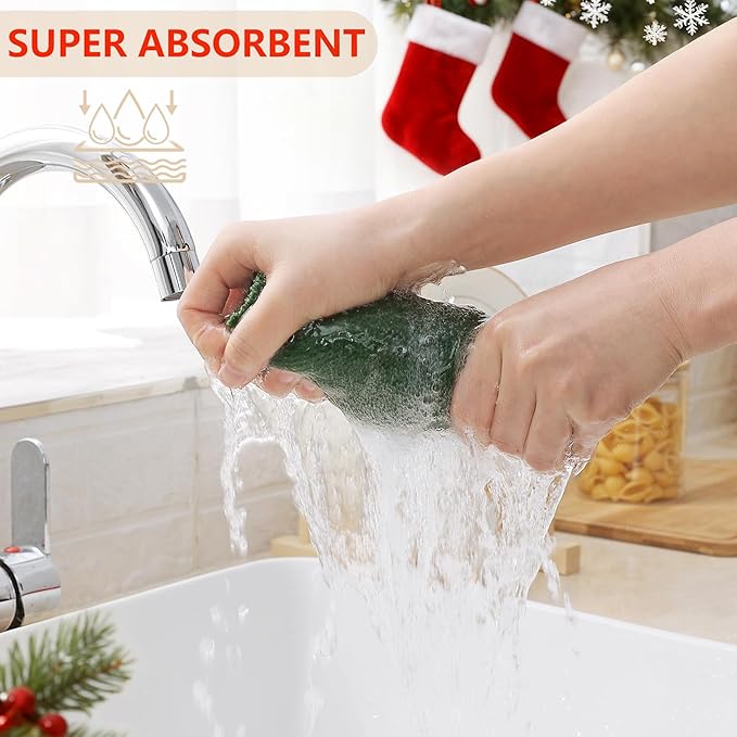 Homaxy 100% Cotton Waffle Weave Kitchen Dish Cloths, Ultra Soft Absorbent Quick Drying Dish Towels, 12 x 12 Inches, 8-Pack, Grass Green