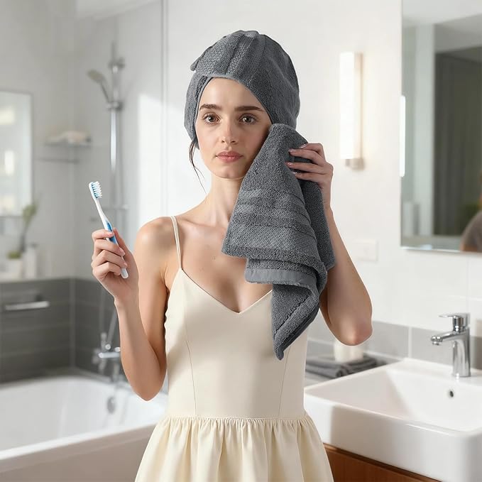 REDKISS 6 Pack Premium Hand Towels for Bathroom, 13 x 30 inch, 100% Cotton Hand Towel Set of 6, Super Soft and Highly Absorbent Towels for Bathroom, Gym, Spa, Shower, and Hotel, Gray