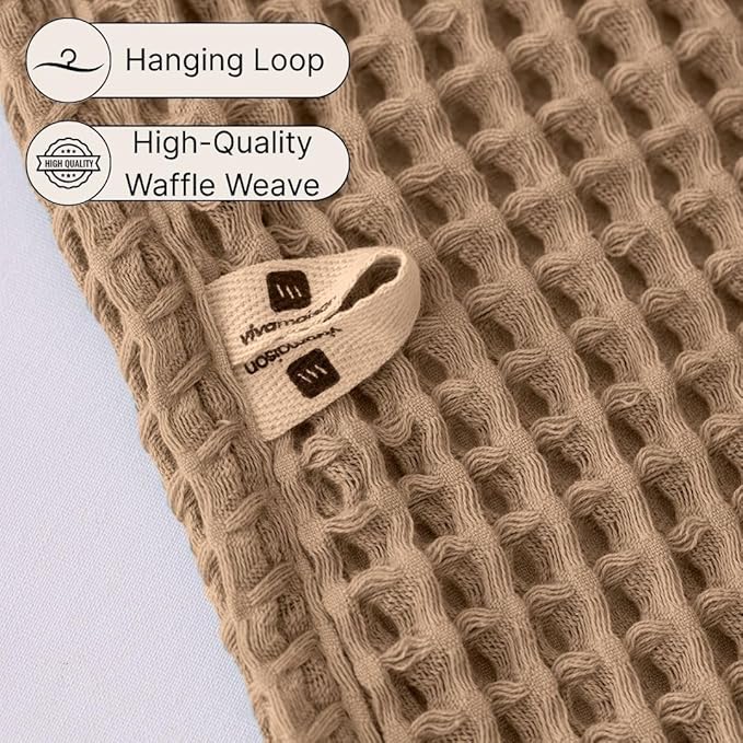 Premium Waffle Bath Sheet Towels Pack of 2 Extra Large 35x71 inch - 100% Turkish Cotton, Waffle Weave, Quick Dry, Lint Free, Light, Thin, Oversized Bath Towel (Brown, Set of 2 Bath Towels)