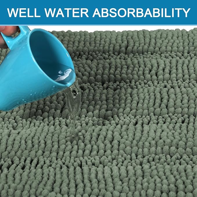 H.VERSAILTEX Bathroom Rugs Bath Mat Runner Rug Non Slip Kitchen Rug Extra Long Bath Rug Runners Oversized 59" x 20" Absorbent Washable Dry Fast Plush Area Rug for Bathroom/Bedroom - Green Bay