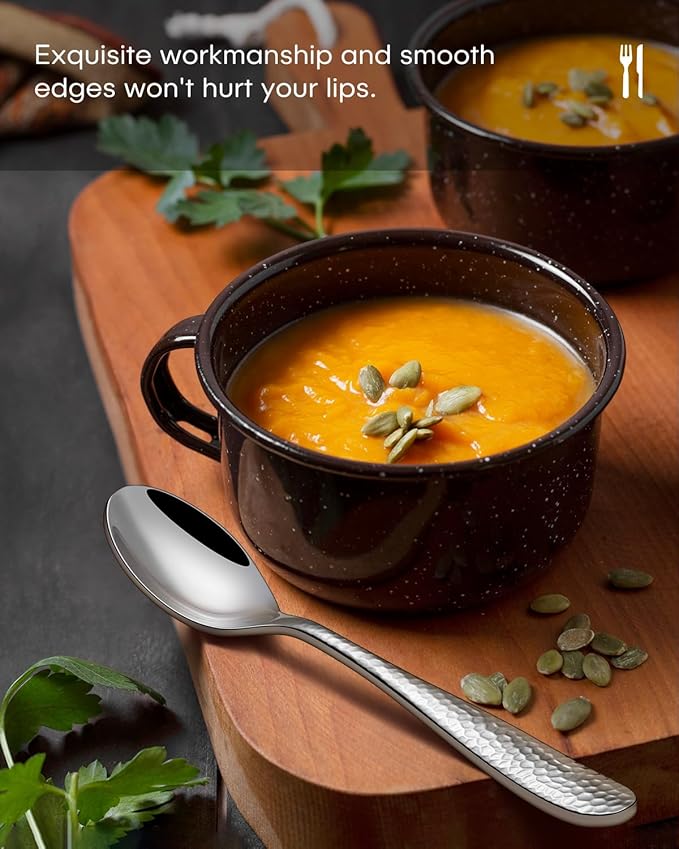 Hammered Silverware Set, Ollex 60-Piece Silver Flatware Set for 12 Mirror Finish Stainless Steel Eating Utensils Sets Include Forks Spoons and Knives Tableware Kitchen Cutlery Sets, Dishwasher Safe