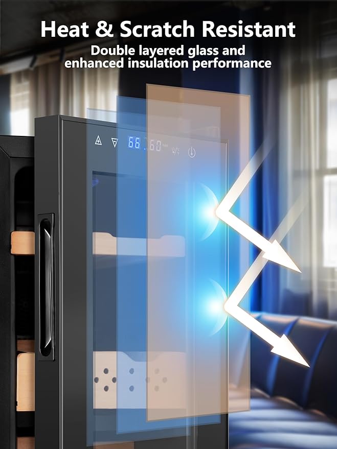 35L Electric Humidor,Digital LED Screen,Smart Temp & Humidity Control (59-72°F, 55-65% RH),250 Counts Capacity,Safety Lock,Thermostatic Cooler Gift for Men
