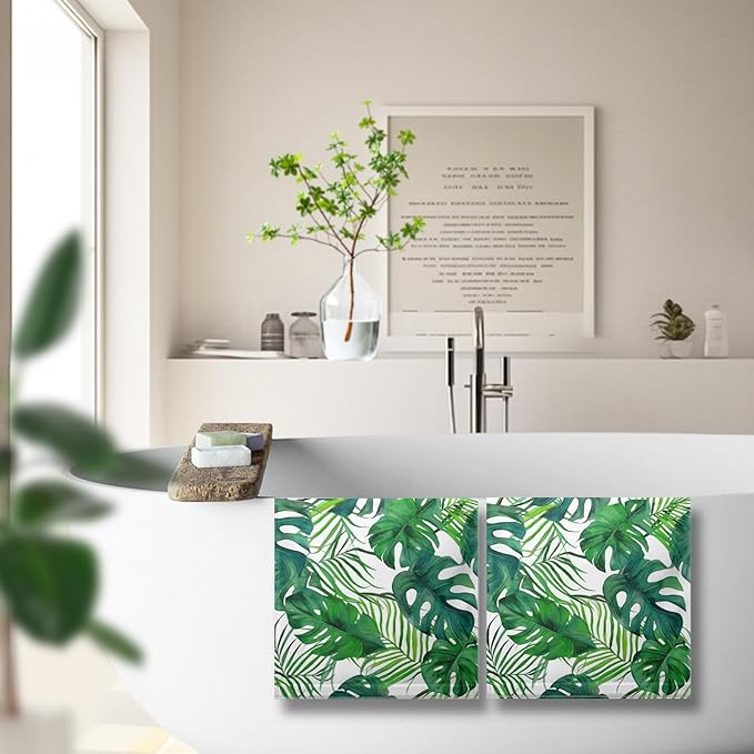 Summer Palm Tree Leaves Kitchen Towel Tropical Jungle Palm Hand Towel for Bathroom Green Leaf Dish Towel 14.4 X 28.3 in Soft Absorbent for Bathroom Kitchen Home Decor