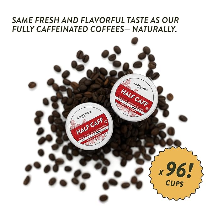 Angelino's Coffee, 96 Count, Compatible with Keurig 2.0 K-Cup Brewers (Half Caff, 96 Count)