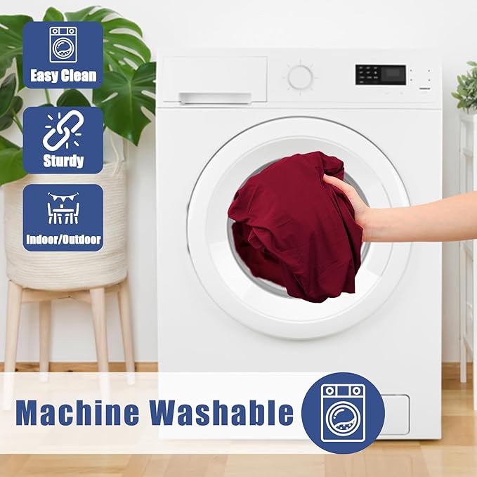 Round Spandex Tablecloth, Elastic Fitted Waterproof Tablecloths for 36"-44" Tables, Stretch Washable Picnic Table Cover for Camping, Dining, Indoor and Outdoor, Wine Red