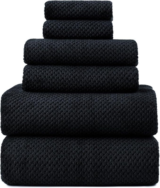 Oversized Bath Towels Extra Large 40x80 Inches Bath Sheets for Adults Super Soft Quick Dry Highly Absobent Microfiber Shower Towels (6 Piece,Black)