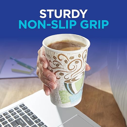 Dixie PerfecTouch 8 oz Paper Coffee Cups By GP PRO, Coffee Haze Design, 1000 Count (50 Disposable Cups Per Sleeve, 20 Sleeves Per Case), 5338CD