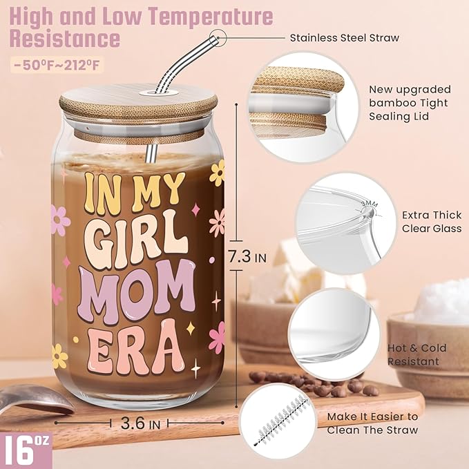 Girl Mom Christmas Gifts - Mothers Day Birthday Gifts for New Moms, Expecting Mother, Mother to Be - In My Girl Mom Era Coffee Cup 16 Oz