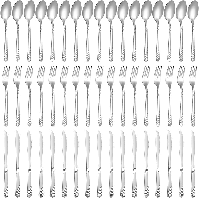 Minatee 201 Pcs Thin Silverware Set Stainless Steel Flatware Sets Service for 67 Silver Cutlery Set Serving Utensils Sits Includes Knife Fork Spoon for Kitchen Dinner Table