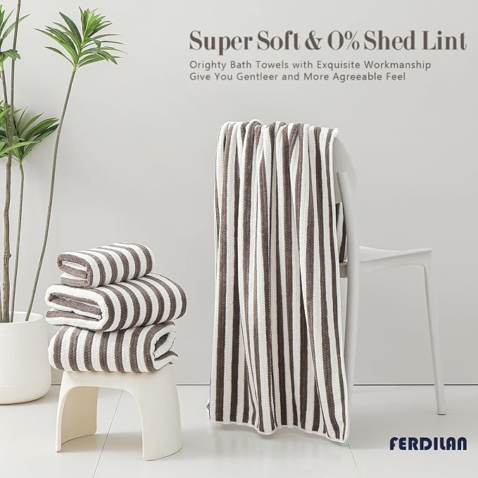 18-Piece Microfiber Bath Towels Set - 6 Bath Sheet, 6 Hand Towels, 6 Washcloths, Soft, Highly Absorbent Bathroom Towel, Quick Dry & Less Lint Shower towel for Bathroom, Hotel, Spa, Dorm-Dark Coffee