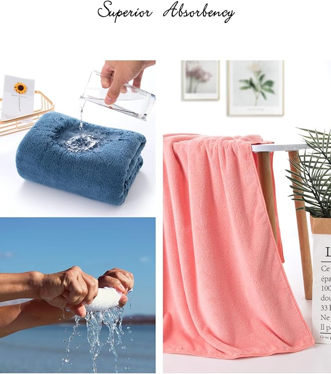 4 Pack Microfiber Bath Towel Set,Ultra Absorbent Quick Dry 29" L x 13" W, Lightweight & Durable for Gym/Spa/Travel/Home, Supple Skin-Friendly Fabric in Multicolor(Ideal Gift)