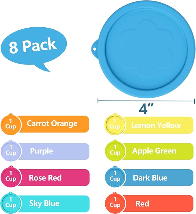 1 Cup Silicone Replacement Lids Storage Cover for Pyrex 7202-PC Glass Bowls (Container not Included) 8 Pack Microwave, Dishwasher and Freezer Safe