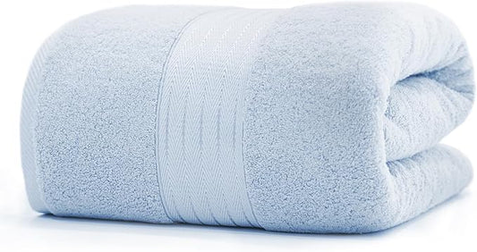 COZYART Light Blue Oversized Bath Sheet for Bathroom 35x70 Cotton Body Shower Towel Soft Absorbent Durable 650GSM Extra Large Towels for Daily Use