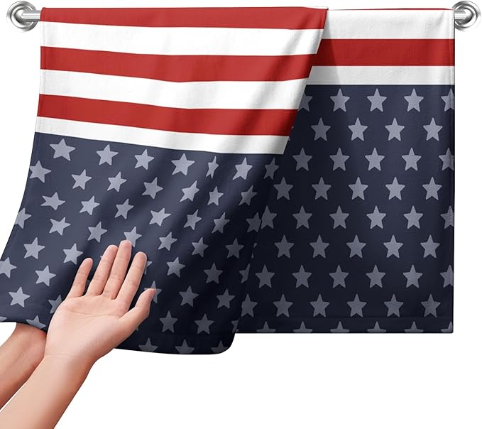 4th of July Patriotic Kitchen Dish Towels American Flag Independence Day Hand Towel Tea Towels Soft Decorative Bathroom Hand Towel for Home Kitchen Decor 14.4 x 28.3 Inch