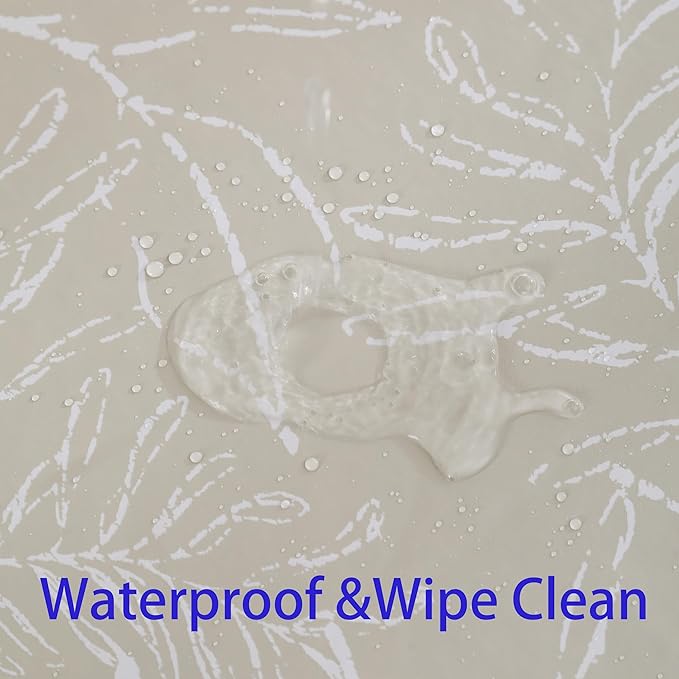 Heavy Duty Vinyl Tablecloth with Flannel Backing Waterproof Oil-Proof Plastic Table Cloth Stain-Resistant Wipeable Rectangle or Square Table Cover for Indoor and Outdoor (Beige Leaf,60x84 Inch)