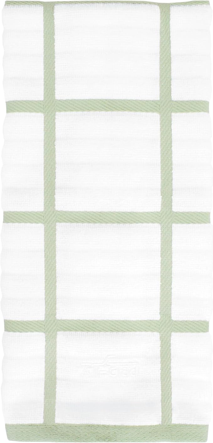All-Clad Checked Kitchen Towel: Highly Absorbent, Super Soft Long Lasting - 100% Cotton, 17"x30" Tea Towel for Cleaning & Drying Dishes, Pans, Glassware, or Countertops, (1-Pack), Fennel
