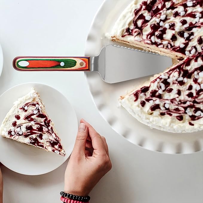 Totally Bamboo Baltique Marrakesh Collection Cake and Pie Server, Stainless Steel Wedding Cake Knife and Server with Comfortable Wooden Handle