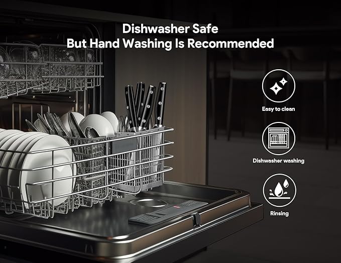 Steak Knives Set of 8 with Drawer Organizer Built-in Sharpener, 4.6 Inch Non Serrated Dinner Knife, Forged German Steel Damascus Pattern Straight Edge Meat Knife with Full Tang Handle, Black