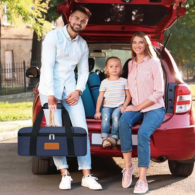 LHZK Insulated Casserole Carriers for Hot or Cold Food, Lasagna Holder Tote for Potluck Parties, Beach, Picnic, Travel, Fits 11x15 or 9x13 Dish (Blue)