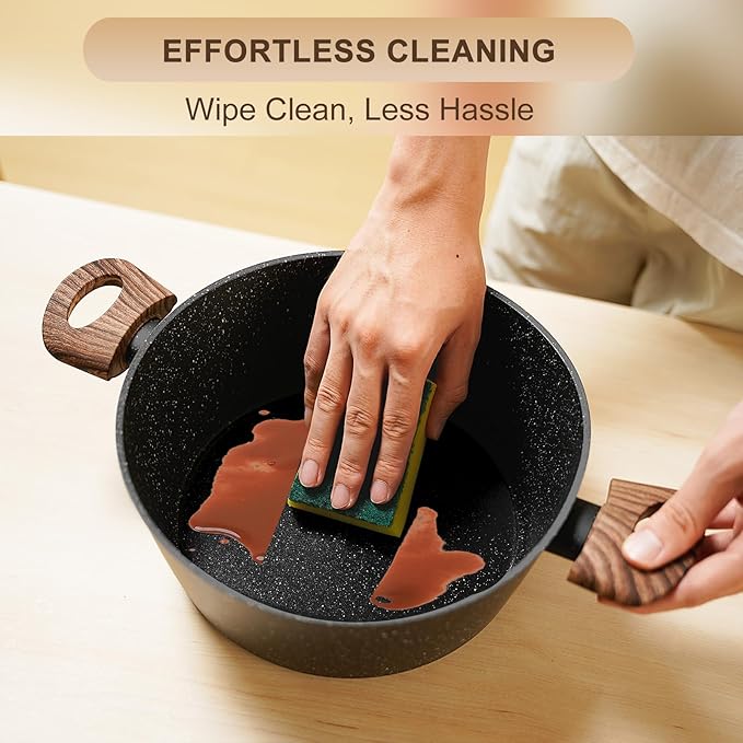 EWFEN 25 Pcs Pots and Pans Set, Nonstick Ceramic Cookware Sets, Healthy Non-Toxic, Large Capacity, Induction Compatible, Cooking Set with Frying Pans & Saucepans, PFAS/PTFE/PFOA Free, Classic Black