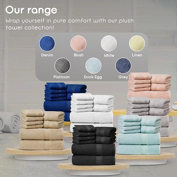 Ariv Towels Pack of 8, Premium Cotton Towel Set (2 Bath Towels + 2 Hand Towels + 4 Washcloths), Large, Super Soft, Quick Dry, Highly Absorbent for Home, Bathroom, Gym, Hotel & Spa - White