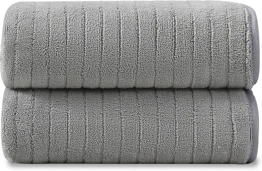2 Piece Hand Towel Set 16"x31",Ultra Soft Bathroom Towel with Hanging Loops,100% Microfiber Towel Set,Highly Absorbent Quick Dry Hand Towel for Daily Use,Grey Towel for Bathroom,Hotel,Shower,Spa