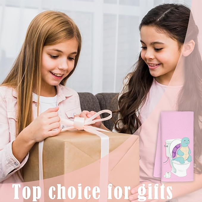 Sea Turtle Bathroom Hand Towels Set of 2, Turtle Bathroom Decor,Funny for Turtles Lovers Decorative Hand Towels for Kids Bath Room Washroom Toilet, 16x24 Inch