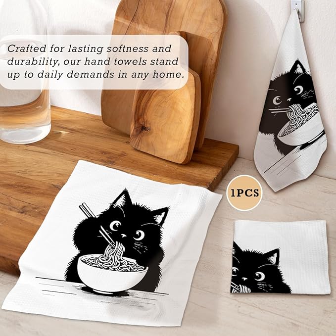 13x13 inch Cute Cat Kitchen Towels 1 PCS, Funny Pet Parents Gifts for Women and Decor Hand Towels for Bathroom, for Cat Lovers,Pet Owners Housewarming, Birthday-06