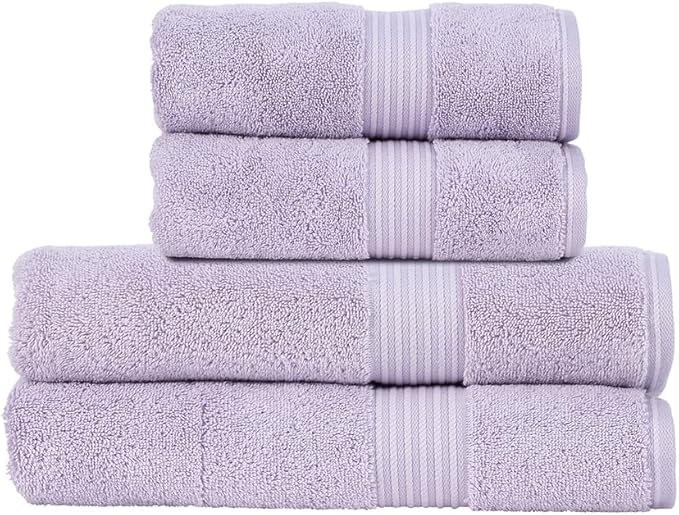 Christy Supreme Hygro 4 Piece Towel Set | Lavender | 100% Luxury Supima Cotton | Ultra Soft | Super Absorbent | 650GSM | 2 Bath Towels 2 Hand Towels