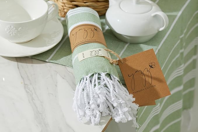 Hand Towels - Set of 2, 18" x 30" inches, Thin Light Compact Travel Towels, Cotton Turkish Hand Towels for Bathroom, Kitchen, Gym Towels (Apple Green)